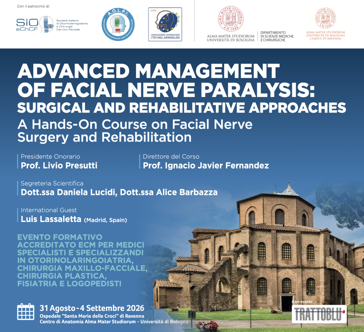 31 agosto-4 settembre 2026, Ravenna – Corso teorico-pratico di chirurgia e riabilitazione del nervo facciale