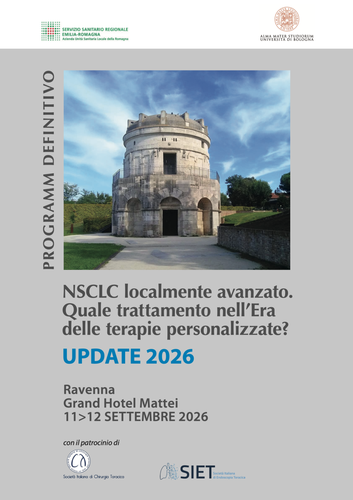 11-12 settembre 2026, Ravenna – NSCLC localmente avanzato: quale trattamento nell’era delle terapie personalizzate? Update 2026