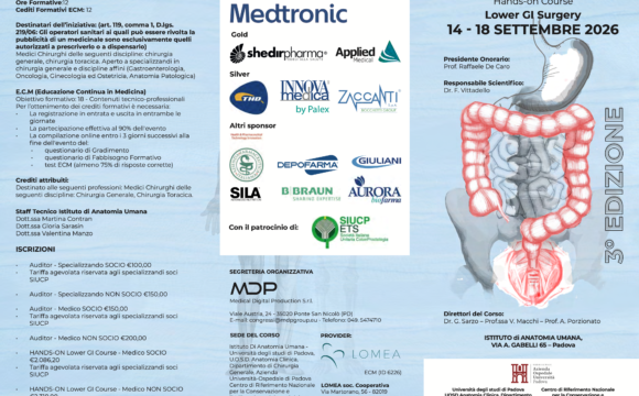 Screenshot 2026-09-09 alle 09.30.17 14-18 settembre 2026, Padova – Padova Gastrointestinal Week: Hands-on Course di Lower GI Surgery, 3ª edizione