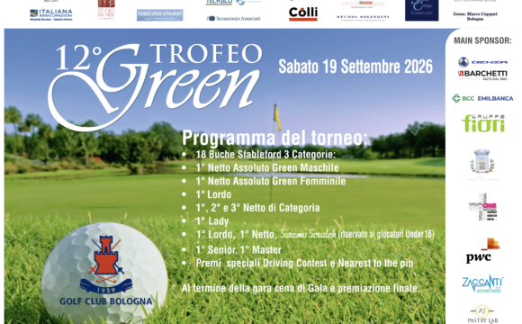 Screenshot 2026-09-21 alle 10.35.51 12° Trofeo Green – Torneo di golf al Golf Club Bologna, sabato 19 settembre 2026
