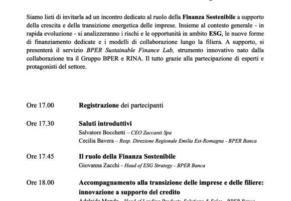Gemeinsam für die Transformation: Synergien zwischen Finanzwesen, Unternehmen und nachhaltigen Lieferketten – Montag, 5. Oktober 2026, Bologna